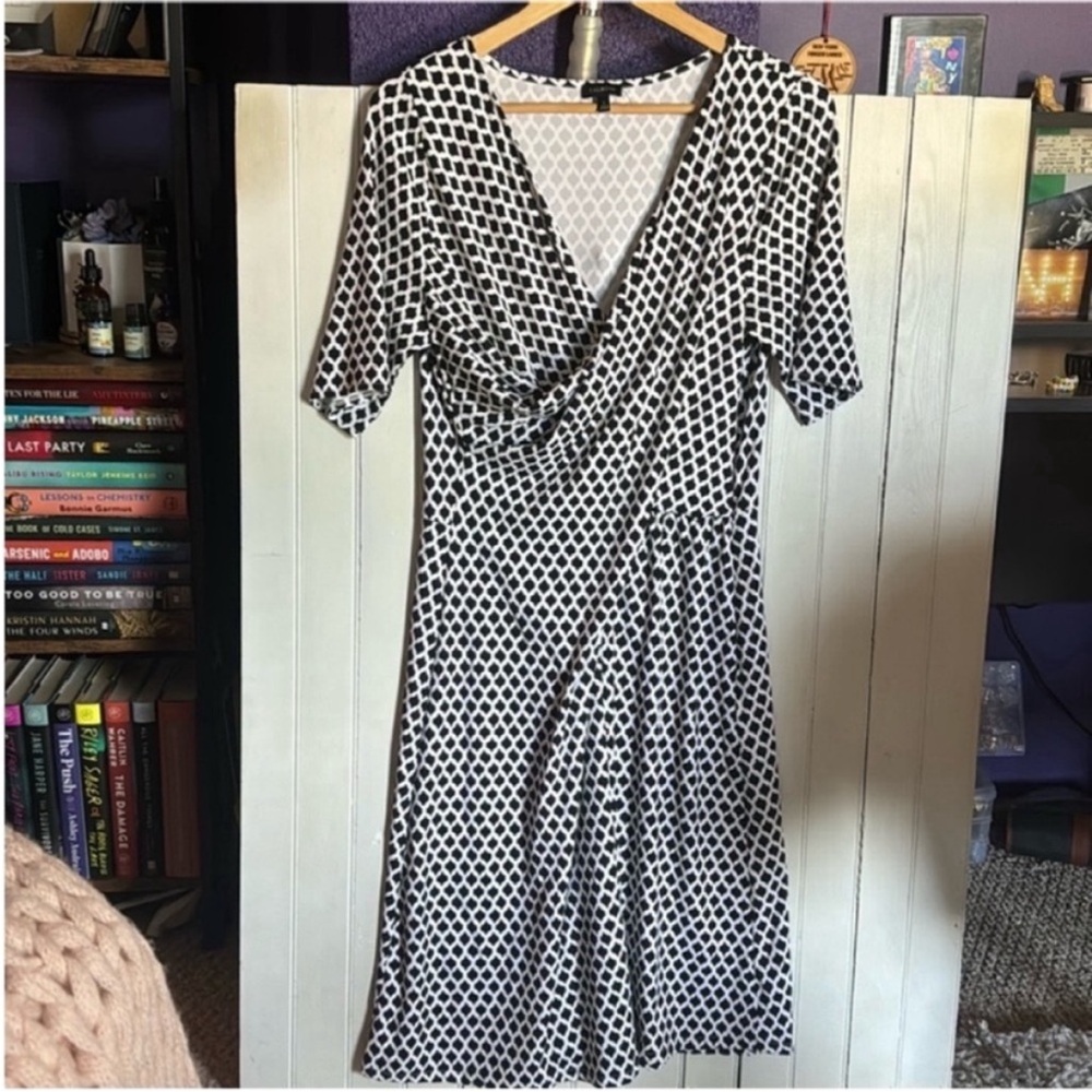 Talbots Midi Dress Black White Size L